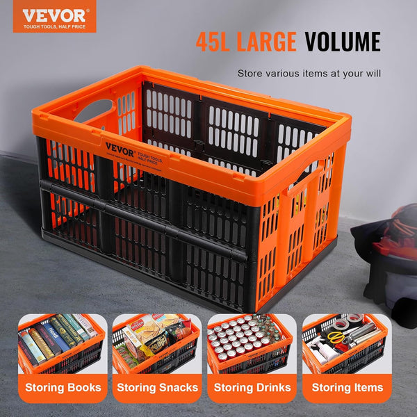 45L Collapsible Milk Crates 3 Packs for Storage and Organization