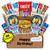 Hangry Kit birthday snack box - 20ct happy birthday care package with party variety box and funny 1