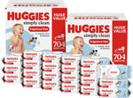Huggies Simply Clean Unscented Baby Diaper Wipes, 11 Flip-Top Packs (704 Wipes Total), Packaging May Vary