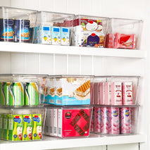 Clear Stackable Storage Bins with Lids for Pantry Organizer and Storage