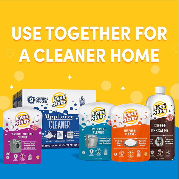 Lemi Shine Appliance Cleaner & Deodorizer - Dishwasher, Washing Machine, and Garbage Disposal Citric Acid Cleaner - 22.5 oz (9 Pack)