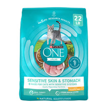 Purina ONE Sensitive Stomach Sensitive Skin Natural Dry Cat Food 22 lb Bag