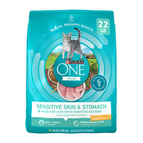 Purina ONE Sensitive Stomach Sensitive Skin Natural Dry Cat Food 22 lb Bag