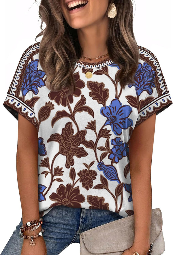 WIHOLL Womens Tops Short Sleeve Shirts Summer Outfits 2026 Spring Dressy Casual Clothes Clothing