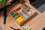 Bamboo Desk Drawer Organizer with Adjustable Dividers