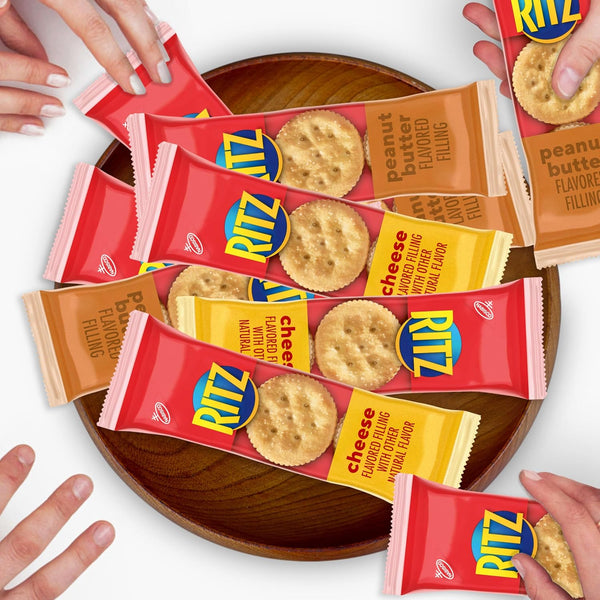 RITZ Peanut Butter and Cheese Sandwich Crackers Variety Pack, 32 Snack Packs