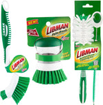 Libman Heavy Duty Scrub Brush Kit | Cleaning Brushes for Household Use | Tub Scrubber | Easy Grip Scrub Brush | Big Job Kitchen Brush | Dual Sided Tile & Grout Brush | 3 Different Brushes Included
