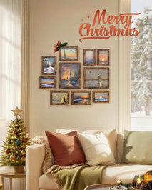 SONGMICS Picture Frames, Collage Picture Frames Set of 10, Two 8x10, Four 5x7, Four 4x6, Photo Frame for Wall Gallery Decor, Table Display, Christmas Gift, Rustic Brown URPF010X01
