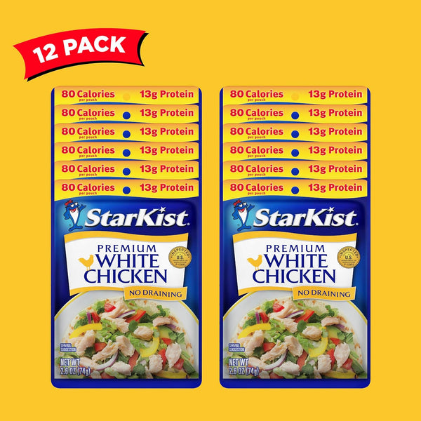 StarKist Premium White Chicken - 2.6 oz Pouches, Pack of 12