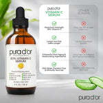 pura d'or 20% vitamin c serum 4 oz - lightweight, retinol, hyaluronic acid, ferulic acid treatment for face & eyes - men & women