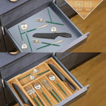 Bamboo drawer organizer for kitchen utensils and storage