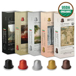 Organic USDA Café Romano Coffee Aluminum Espresso Pods Variety Pack for Nespresso Original Machine
