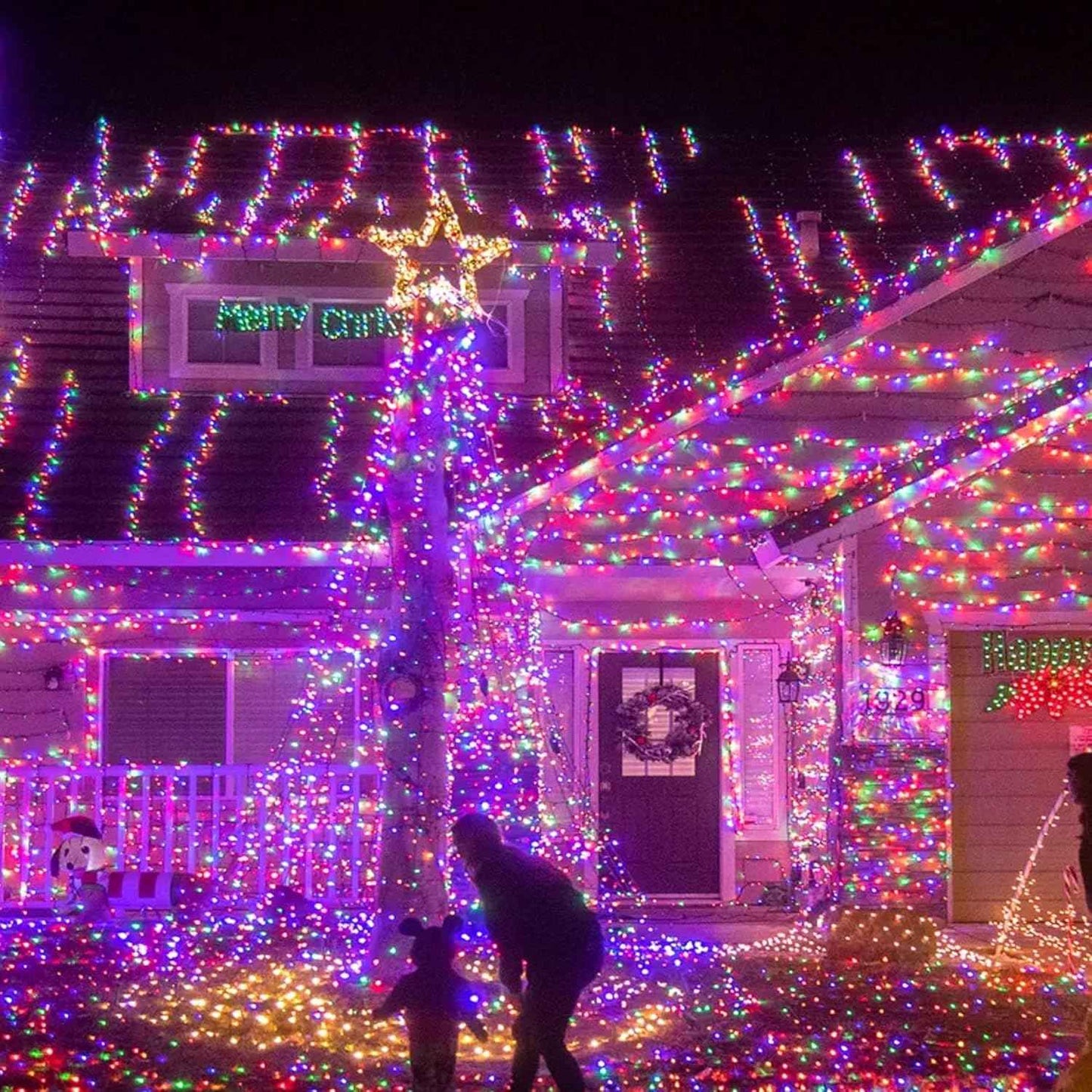 TW SHINE 200 LED Christmas Lights, 66FT Multi-Colored Outdoor Plug-In String Lights with 8 Modes, Waterproof Holiday Décor for Yard, House & Parties