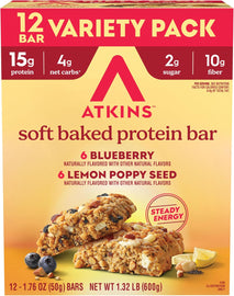 Atkins Soft Baked High Protein Bars, 12 pack, 2g sugar, 4g net carbs, 15g protein