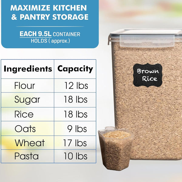 Extra Large Bulk Food Storage Containers with Airtight Lids for Kitchen and Pantry Organization