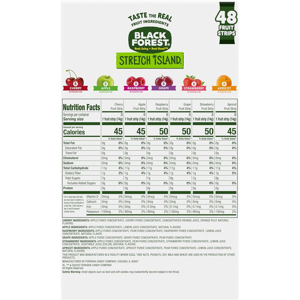 Black Forest Stretch Island Fruit Strips, Zero Grams Added Sugar Non-GMO, 48-count