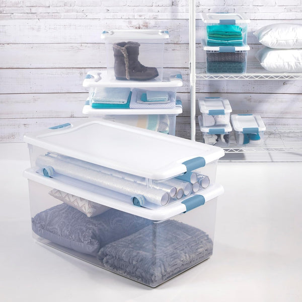 Sterilite 12-Pack Latching Box Storage Containers for Closet, Bathroom, and Office