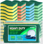 AIDEA Sponges Kitchen, 50 Pack Heavy Duty Dish Sponge, Cleaning Dish Scrubber for Home and Kitchen, Stink-Free Cleaning Supplies for Pots, Pans
