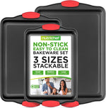NutriChef 3-Piece Nonstick Kitchen Oven Baking Pans Set