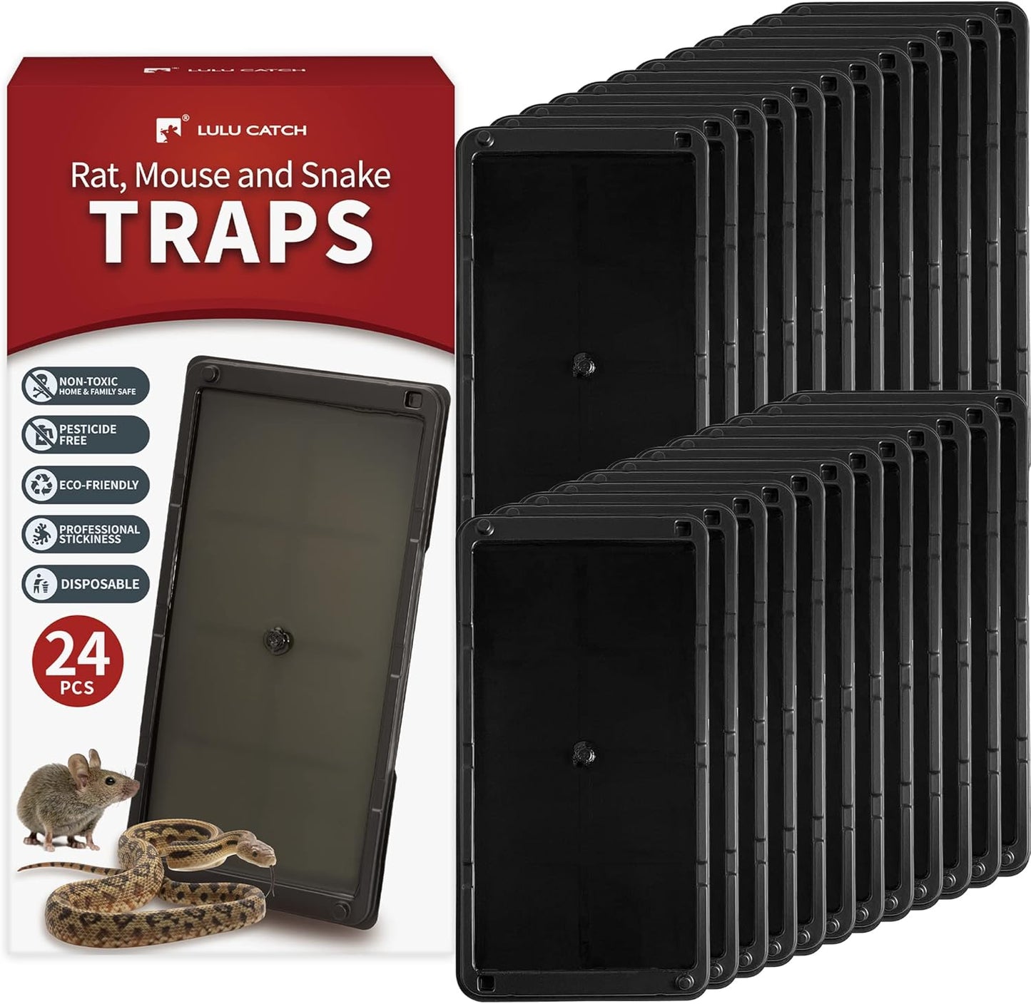 LULUCATCH Mouse & Insect Traps 12 Pack, Heavier Sticky Traps with Non-Toxic Glue for Small Mice & Insects. Sticky Mouse Traps Indoor, Easy to Set, Pet Safe Pest Control