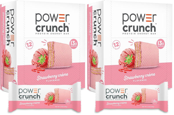 Power Crunch Protein Energy Wafer Bars Strawberry Crème 1.4 Ounce 12 Count