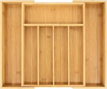 Bamboo drawer organizer for kitchen utensils and storage