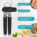 Heavy Duty Stainless Steel Manual Can Opener with Soft Touch Handle and Rust Proof Design