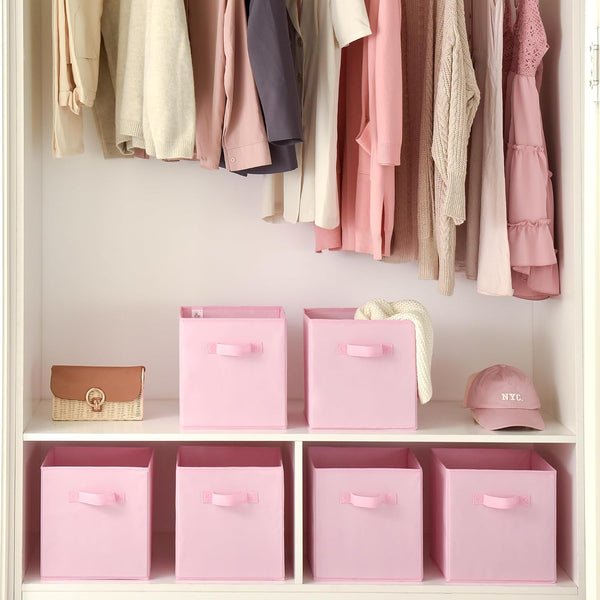 Storage Cube Organizer 6 Pack Pink Fabric Bins for Shelves Closet