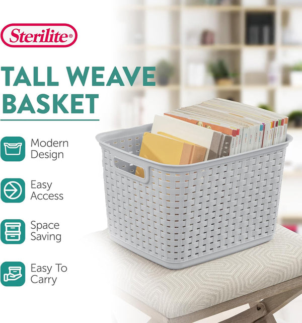Sterilite 6-Pack Tall Weave Baskets for Organization and Storage