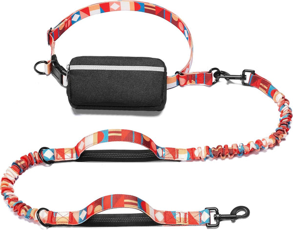 iYoShop hands-free dog leash with zipper pouch and dual padded handles for medium and large dogs (large, 25-120 lbs, black)