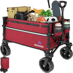 ROSONG Collapsible Wagon Cart with Wheels Foldable - Folding Utility Heavy Duty Wagons Carts for Grocery Sports Garden Shopping Camping Wheelbarrows (Black, 120L)