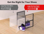 Kuject X-Large Clear Plastic Shoe Storage Boxes, Stackable 12 Pack, Black
