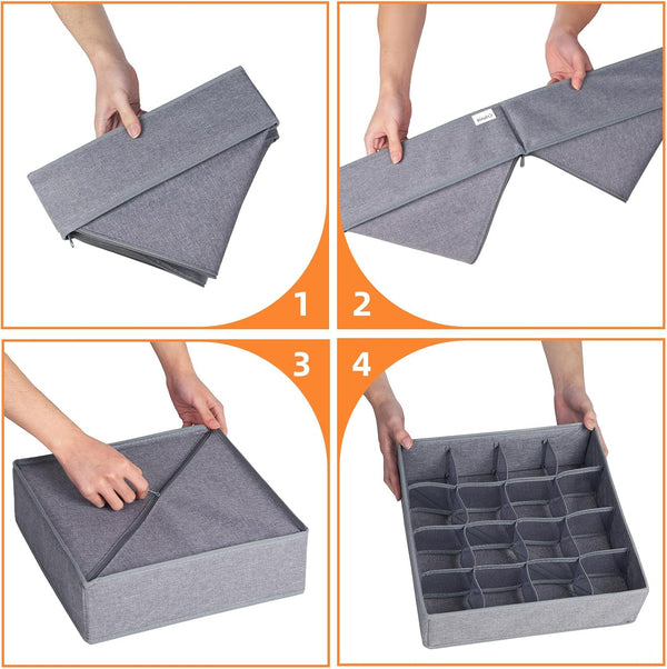 3 Pack Sock Underwear Drawer Organizer Dividers for Closet Storage