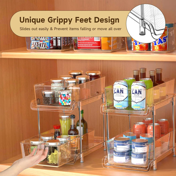 2-Tier Bathroom Organizer with Dividers and Pull-Out Cabinet