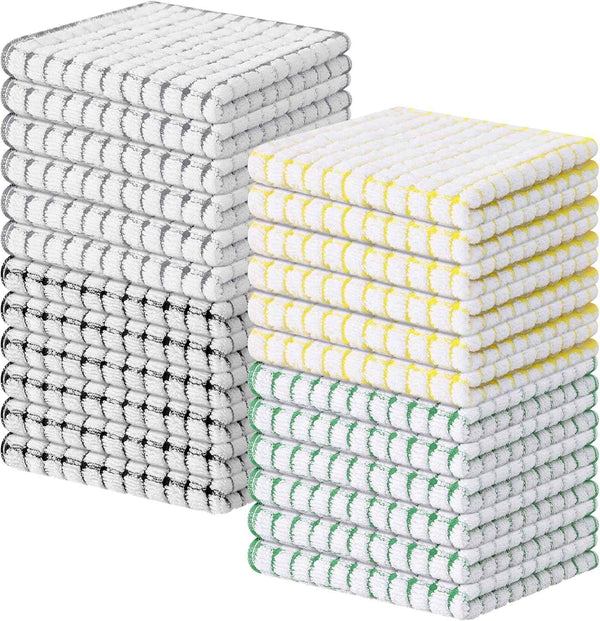 Kitinjoy Cotton 8 Pack Terry Kitchen Dish Cloths, 12 x 12 Inches Super Soft and Absorbent Dish Rags, Quick Drying Dish Towels for Washing Dishes, Mixed Color