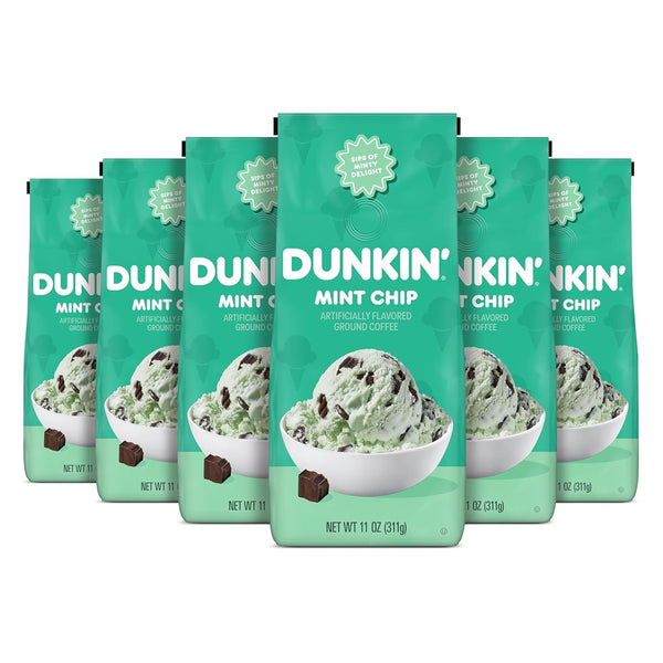 Dunkin' Donuts French Vanilla medium roast coffee, 12 Oz bag, ground, artificially flavored, versatile brewing, at home