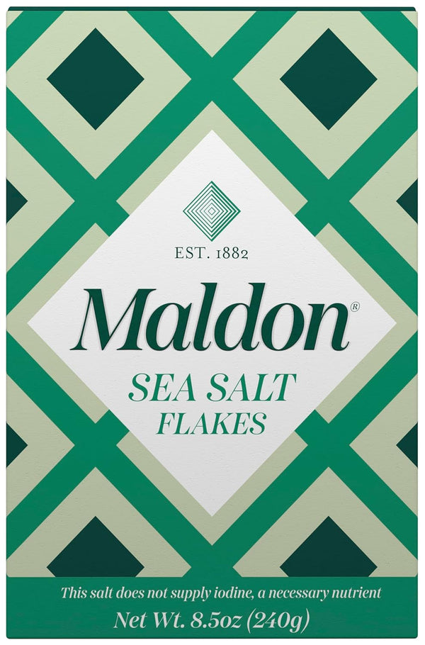 Maldon Sea Salt Flakes 8.5 oz (240 g) pyramid shaped gourmet salt perfect for various dishes