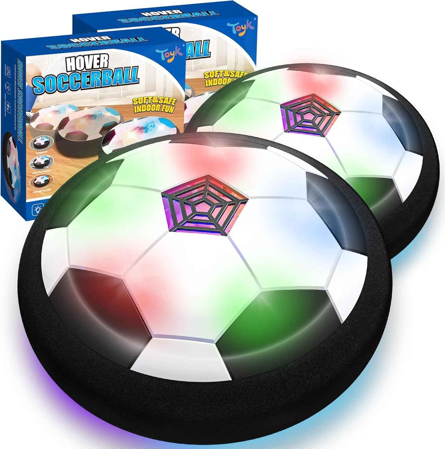 Toyk Boy Toys - LED Hover Soccer Ball - Air Power Training Ball Playing Football Indoor Outdoor Game - Birthday Gifts for Kids, Age 3 4 5 6 7 8-12 Year Old Boys - Soccer