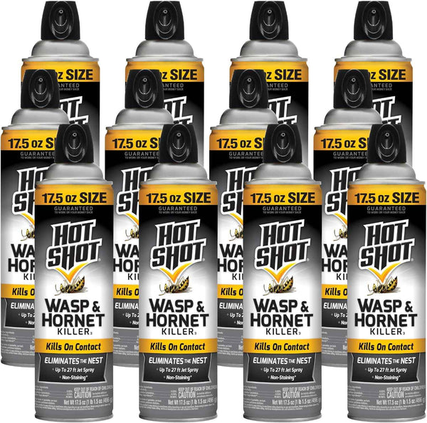 Hot Shot Wasp And Hornet Killer Aerosol, Up to 27-Foot Jet Spray, 14 Ounces, 2 Pack