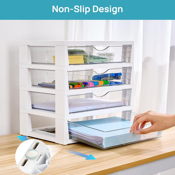 4-Tier Clear Desk Organizer for Office Supplies and Storage