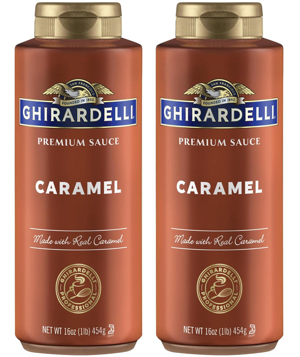 Ghirardelli 16 oz Caramel Sauce Squeeze Bottle for Lattes, Milkshakes, and Desserts, Pack of 1