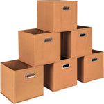 Household Essentials Foldable Fabric Storage Bins 6 Piece Set, Strong Poly-Woven Fabric, Sturdy Chipboard Sides, Grommet Front Handle, Stackable and Foldable, Classic Design, Black