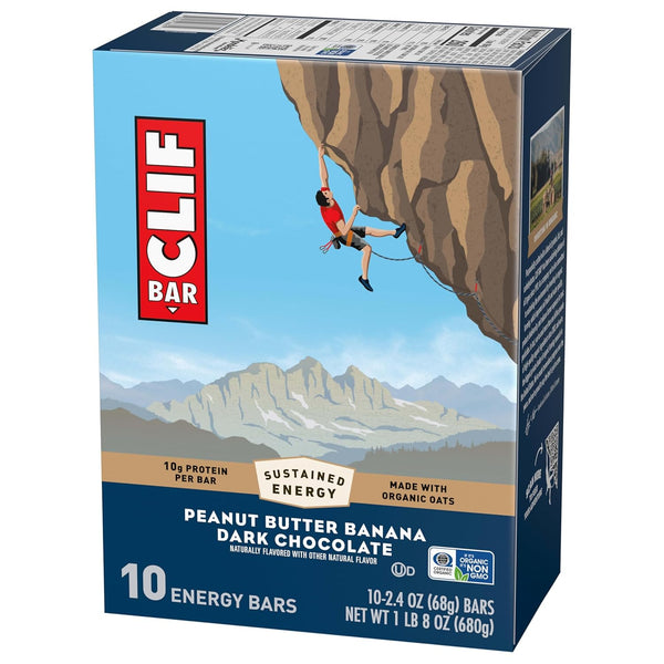 CLIF BAR Energy Protein Bars 10 Pack with Organic Oats and Dark Chocolate