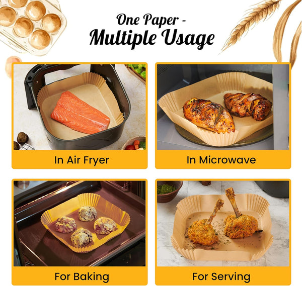 250 pcs Air Fryer Liners, Disposable Airfryer Paper Liners – Non-Stick and Oil Proof for Easy Cleanup, Great for Oven, Pans & Baking – 8” Square for 5-8 qt Basket by Baker's Signature