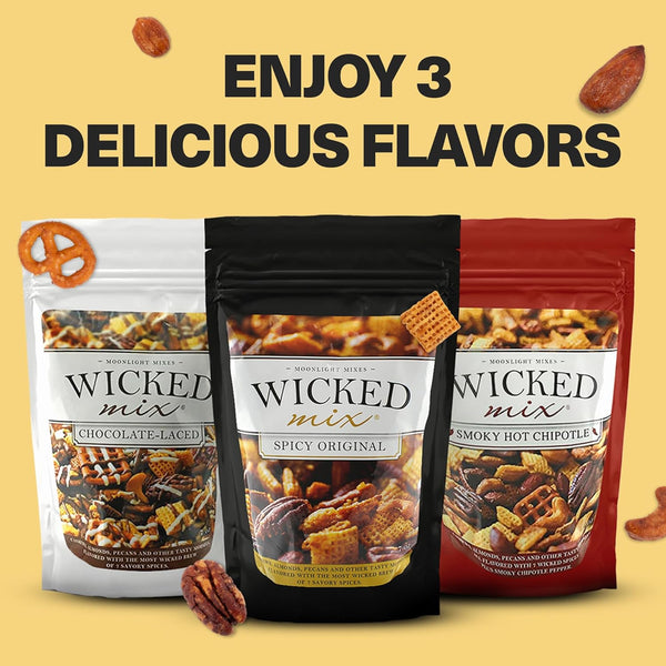Wicked Mix Snack Mix with Mixed Nuts - Resealable Bag with Almonds, Cashews, Pretzels, Pecans