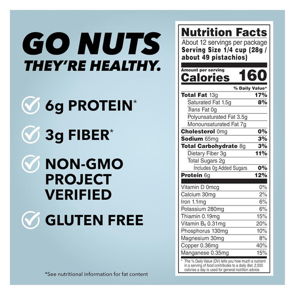 Wonderful Pistachios Lightly Salted No Shells 12 Ounce Resealable Bag Gluten Free Protein Snacks