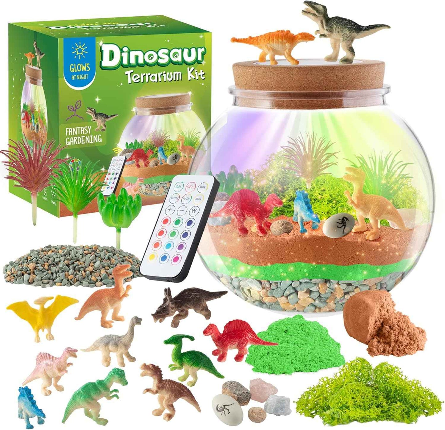 Unicorn Light-Up Terrarium Kit for Kids - LED Night Light Birthday Gift for Girls Ages 4 5 6 7 8-12 Year Old - Unicorn Toys for Girls - DIY Arts and Crafts Kit for Kids