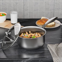 3 quart stainless steel saucepan with lid for all stovetops