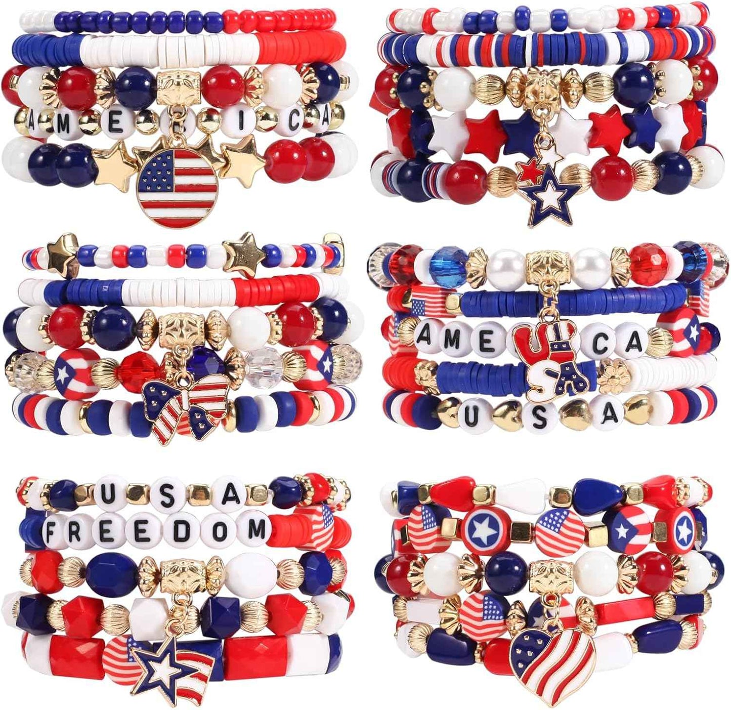 Twinfree Bohemian Bracelets for Women Stretch Multilayer Colorful Beads Bracelet with Charm Jewelry