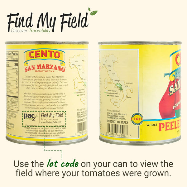 Cento Certified San Marzano Whole Peeled Tomatoes, 28 Oz Pack, Canned Plum Tomatoes in Thick Puree